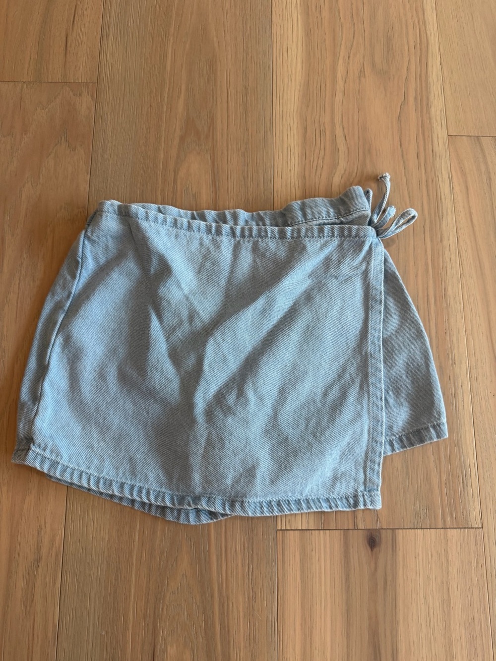 Old Navy Pale Blue Denim-Look Wrap Skort with Side Tie